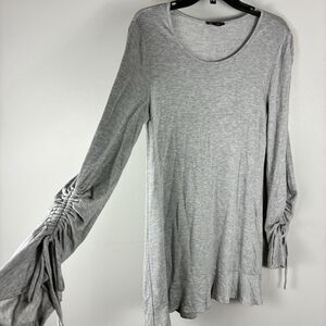 Women’s Long Sleeve Tunic Top Gray Comfy Casual Minimalist Sz M Fall Winter